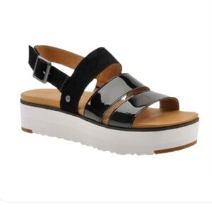 UGG Braelynn Platform Sandal Black White Size 7
